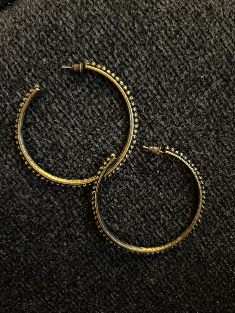 Gold Beaded Hoop Earrings - Women Jewelry